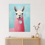 Llama Bubbles Fun Vibrant Animal Pink Wall Art Print, thumbnail 1 of 6