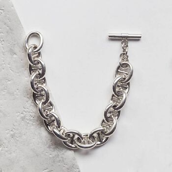Chunky Sterling Silver Oval Ladder Chain Necklace, 3 of 5