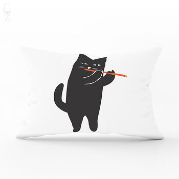 Cushion Cover With Musician Black Cat Illustration, 7 of 10