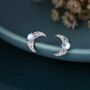 Crescent Moon And Mermaid Crystals Stud Earrings, thumbnail 1 of 12