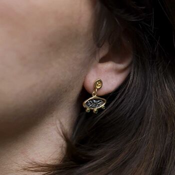 Gold Plated Sterling Silver Hieroglyphics Earrings, 2 of 11