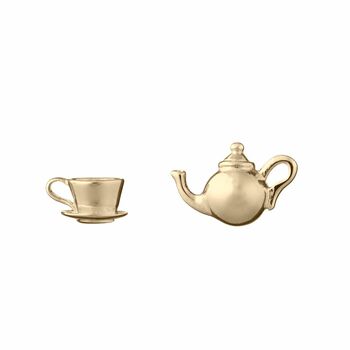 Teapot And Teacup Stud Earrings, Sterling Silver Or Gold Plated, 4 of 5