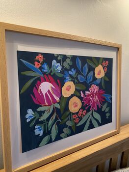 Navy Colourful Floral Illustration Print, 4 of 5