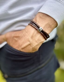Personalised Men's Memorial Wrap Bracelet Engraved Pendant Ashes Keepsake Jewellery, 6 of 11