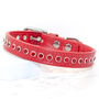 Red Leather Dog Collar With Swarovski Crystal, thumbnail 1 of 4