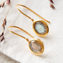 Opal Oval Short Drop Gold Plated Silver Earrings, thumbnail 7 of 11