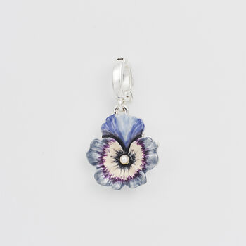 Silver Pansy And Pearl Toggle Necklace, 3 of 9