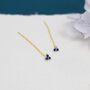 Sterling Silver Sapphire Blue Trio Flower Cz Threader Earrings, thumbnail 3 of 11