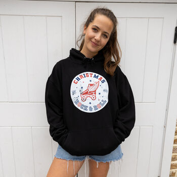 Christmas Rock And Roll Women's Christmas Hoodie, 3 of 4