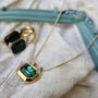 Emerald Gold Necklace Earring Set Personalised Pouch, thumbnail 5 of 7