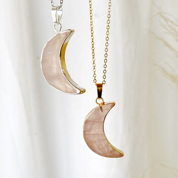 Gemstone Crescent Moon Gold Or Silver Plated Necklace, 6 of 12