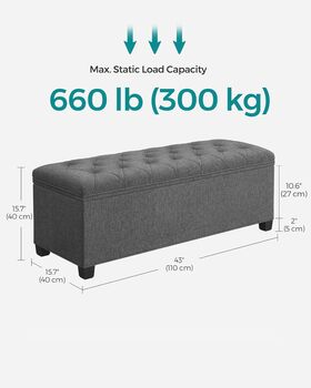 Storage Ottoman Footstool With Lid Feet Bed End Bench, 11 of 12