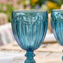 Set Of Four Linares Embossed Blue Wine Glass, thumbnail 6 of 6