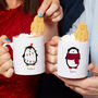 Personalised Couples Penguin Christmas Mug Set, thumbnail 1 of 8