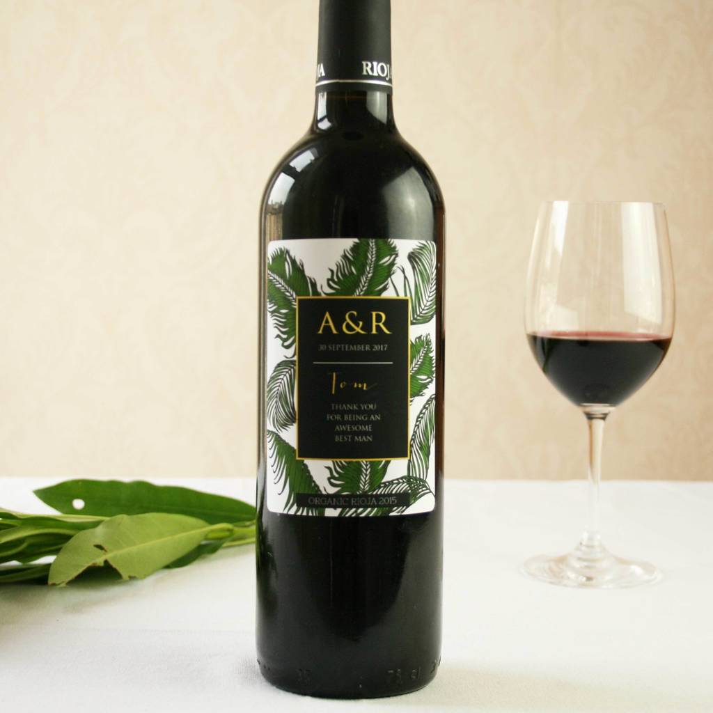 Personalised Botanical Best Man's Wine By Bottle Bazaar