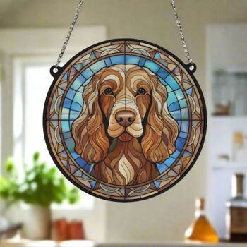 Cocker Working Brown Stained Glass Effect Suncatcher, 6 of 6