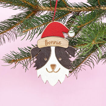 Personalised Border Collie Christmas Tree Decoration, 3 of 3