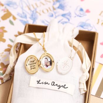 Personalised Engraved Photograph Celestial Oval Locket Necklace, 12 of 12