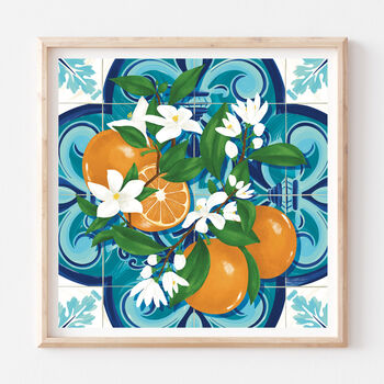 Oranges Over Spanish Tiles Art Print, 3 of 6