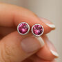 Sterling Silver October Tourmaline Birthstone Stud Earrings, thumbnail 1 of 5