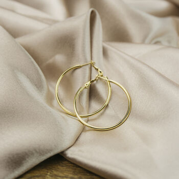 40 Mm Silver Plated Large Round Dainty Hoop Earrings, 2 of 7