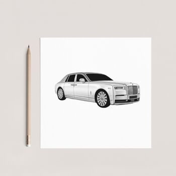 Rolls Royce – Hand Drawn Luxury Car Greeting Card Illustration, 3 of 6
