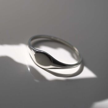 Sterling Silver Oval Pinky Signet Ring, 6 of 9