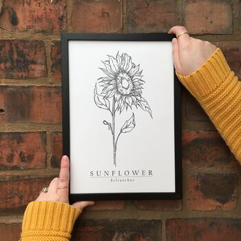 Hand Illustrated Sunflower Flower Print, 3 of 8