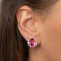 Pink Swarovski Crystal Teardrop Stud Earrings, thumbnail 5 of 6