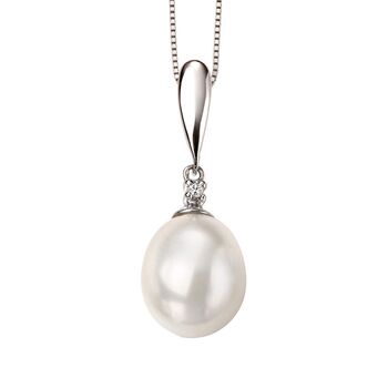 Freshwater Pearl And Diamond Drop Pendant Necklace, 4 of 7