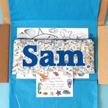 Sea Creatures Personalised Colouring Letterbox Gift Set, 3 of 5