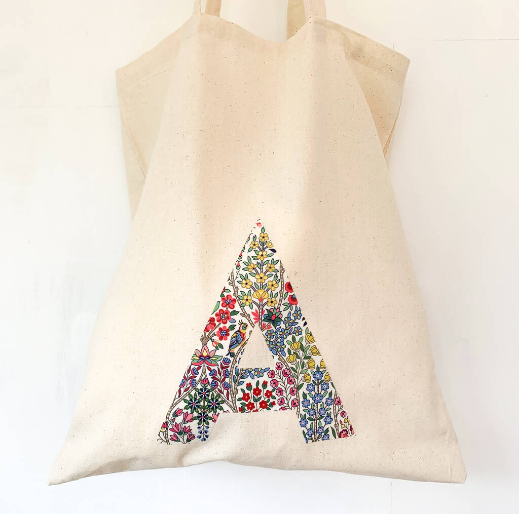 personalised initial tote bag