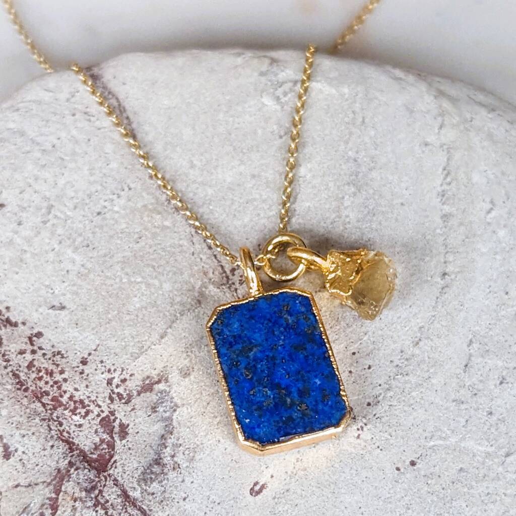The Duo Lapis Lazuli Necklace, 18ct Gold Plated, 1 of 9