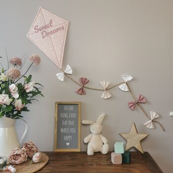 Sweet Dreams Nursery Wall Hanging, Pink Kite Decoration, 9 of 10