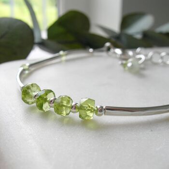 Peridot Hammered Silver Bracelet, 2 of 6