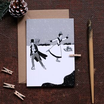 Victorian Christmas Card Ice Skaters, 2 of 3