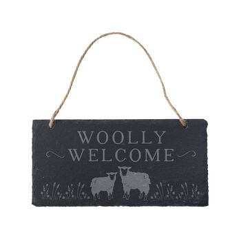 Bramble Farm 'Woolly Welcome' Illustrated Slate Sign, 2 of 2