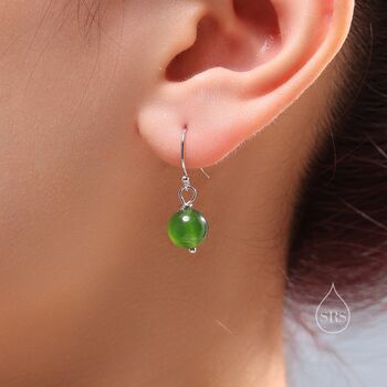 Natural Jasper Jade Hook Earrings In Sterling Silver, 5 of 12
