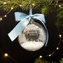 Round Glass Couple's Christmas Snow Filled Tree Bauble Decoration, thumbnail 1 of 7