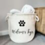 Personalised Pet Paw Print Canvas Dog Toy Basket, thumbnail 4 of 4