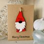 Personalised Gonk Christmas Card Wood Gnome Decoration, thumbnail 5 of 10
