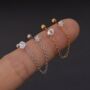 Gold Double Piercing Screwback Chain Earring, thumbnail 1 of 5
