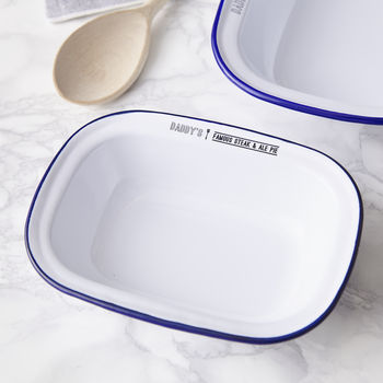 Personalised Enamel Pie Dish For Him, 4 of 7