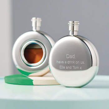 Personalised and Engraved Round Window Hip Flask, 6 of 12