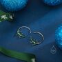 Cz Leaf Open Hoop Earrings In Sterling Silver, thumbnail 7 of 10
