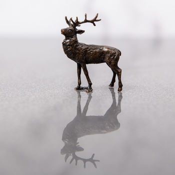 Miniature Bronze Stag Sculpture 8th Anniversary Gift, 4 of 12