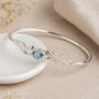Sterling Silver Blue Topaz Leaf Bangle, thumbnail 4 of 9