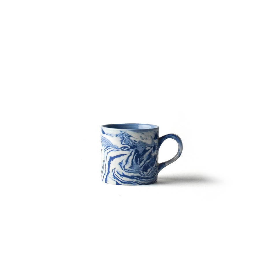 Marbled Blue And White Ceramic Coffee Cup By Nom Living Marbled Blue And White Ceramic Coffee Cup