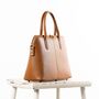 Caramel Leather Classic Ladies Structured Handbag, thumbnail 3 of 12