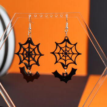Halloween Web And Bat Earrings, 4 of 9